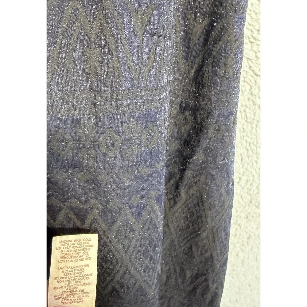 FREE PEOPLE Mini Dress Womens L Black Blue Jacquard Bodycon Textured Sleeveless
